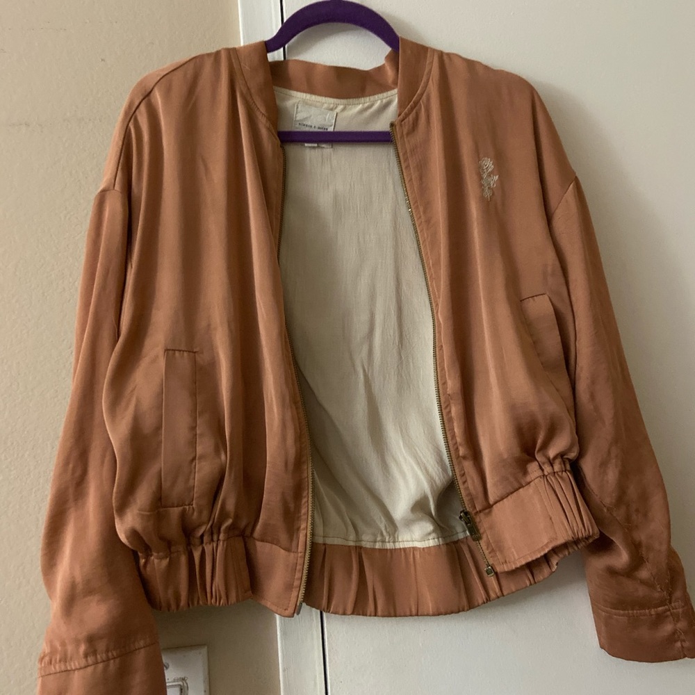 Peach silky bomber jacket